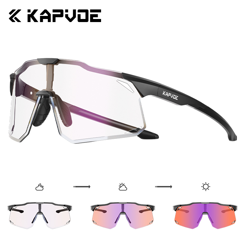 KAPVOE, gafas fotocromáticas para ciclismo para hombre, gafas para ciclismo UV400, gafas para bicicleta, gafas deportivas para exteriores MTB para mujer, gafas para bicicleta: Marrón