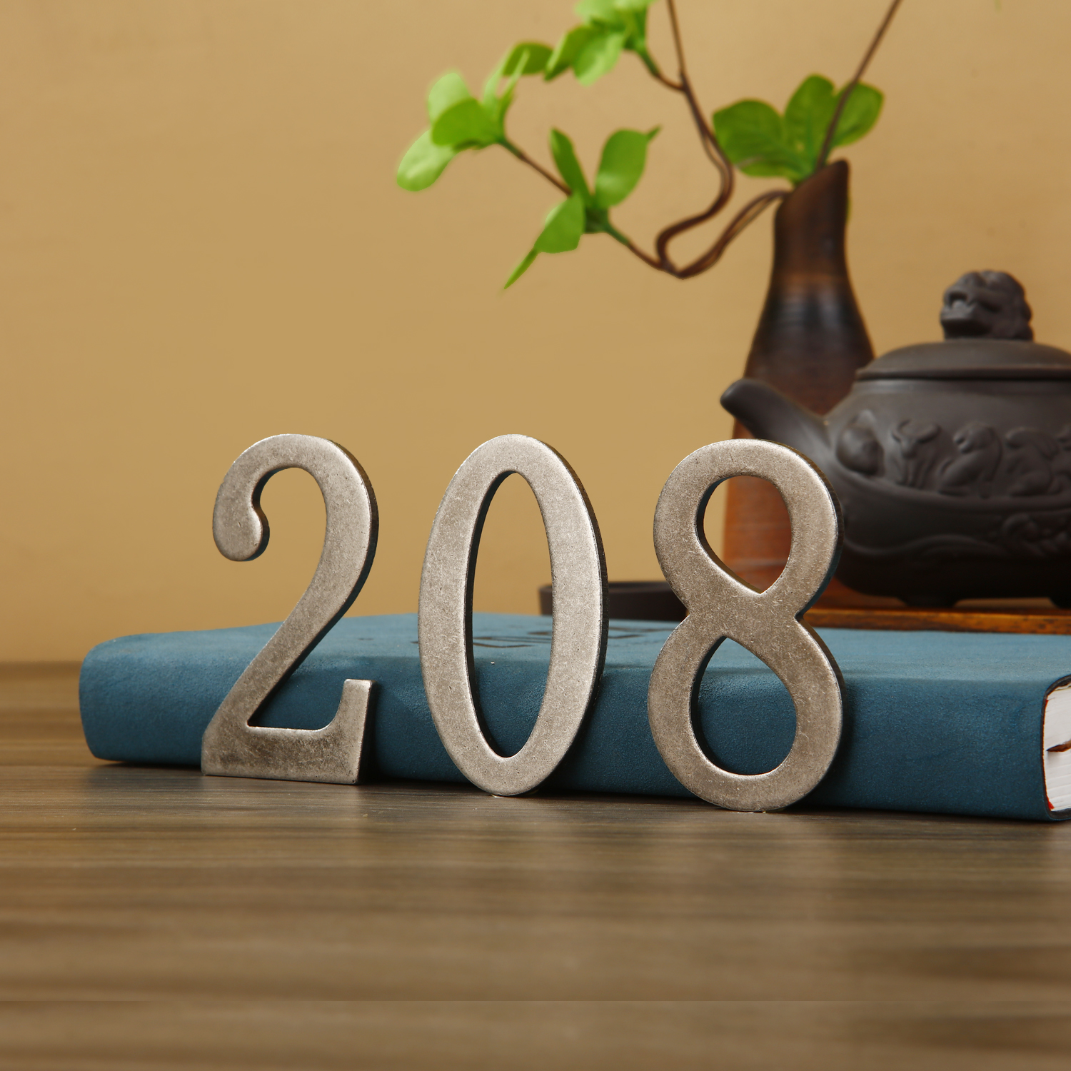 Silver Metal Door Number with Magnets 7*4cm House Number Apartment Door Number for Outdoor Hotel Home Mailbox Label