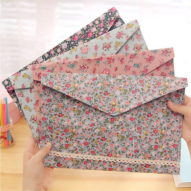 Carpeta A4 de tela bonita para archivos, bolsa para documentos, bolsa de papelería para estudiantes, suministros de oficina para niños, 1 ud.