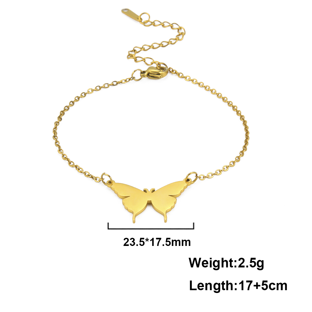 Vrouwen Verstelbare Armband Vlinder Hanger Armband Roestvrij Staal Voor Vrouwen Mode-sieraden Bruidsmeisje: Hot Stamping
