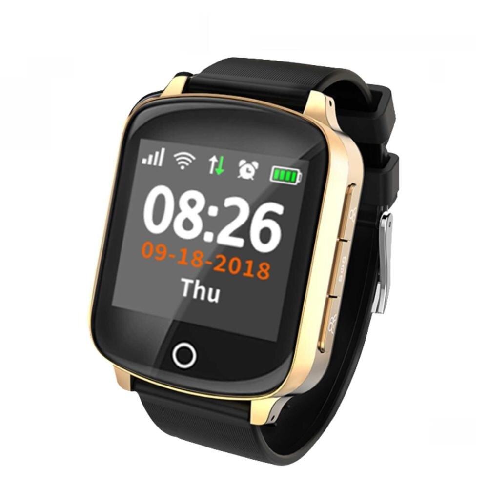 Reloj inteligente D200 D200SE localizador GPS para hombres y mujeres mayores reloj inteligente con llamada SOS Frecuencia Cardíaca presión arterial: Gold / spain language