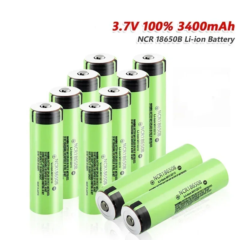 NCR18650 Battery Original Full Capacity 18650b 34B 3.7V 3400mAh Rechargeable Lithium Battery Flashlight Tip Battery
