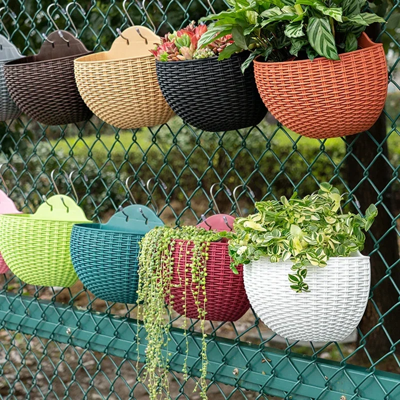 Blumentopf, exquisiter Wandkorb aus Kunststoff, Blumentopf zum Aufhängen, für Höhle Außenbereich, Garten, Balkon, Pflanzgefäß, Eimer, Heimdekoration