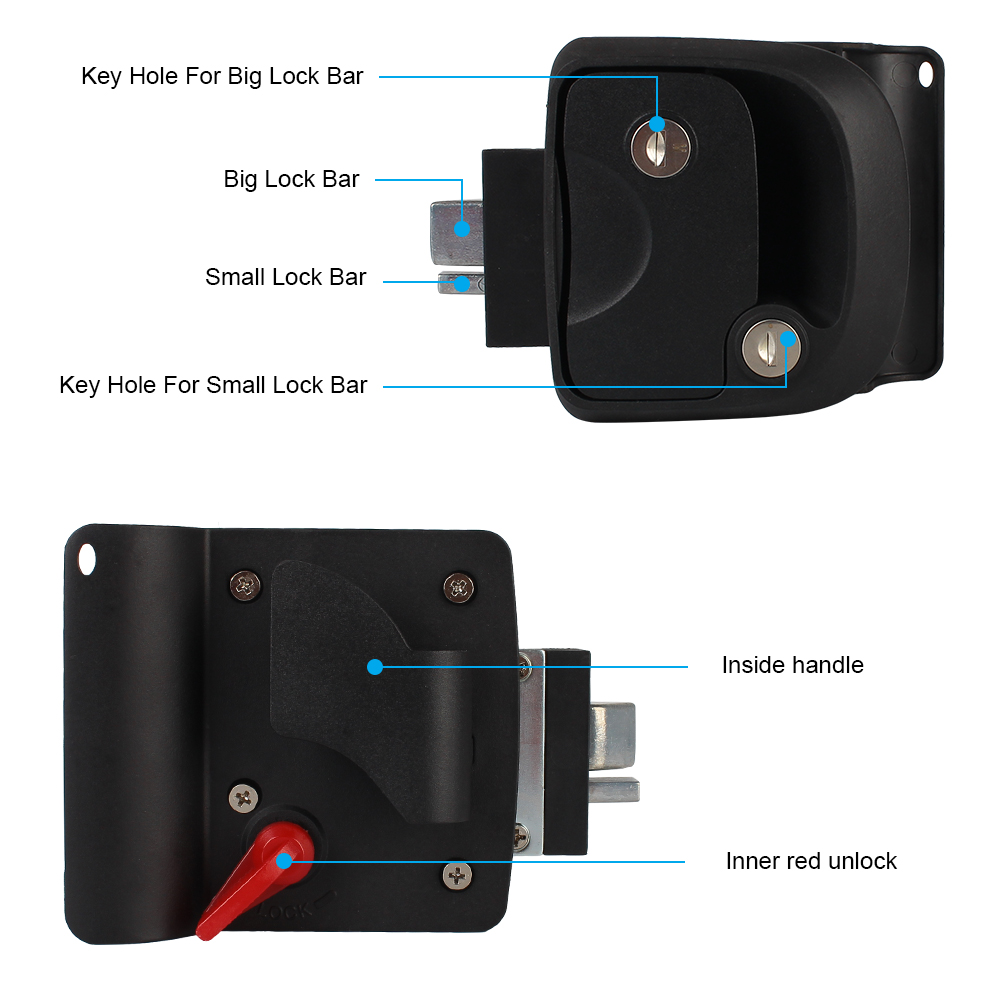 Door Latch Handle with Keys RV Camper Trailer Entry Door Lock Camper Accessories Double Open Door Lock RV Door Lock Replacement
