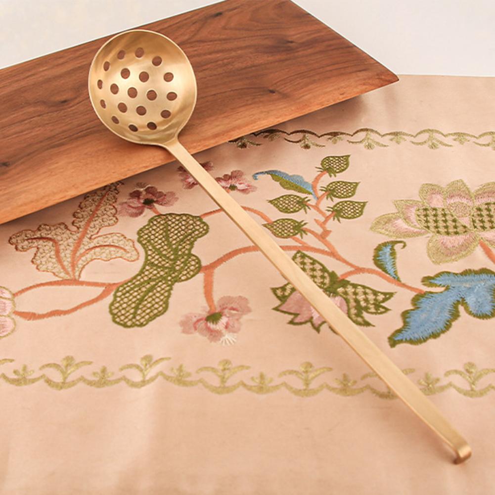 Slotted Spoon Durable Ergonomic Handle Soup Slotted Spoon Copper Strainer Ladle