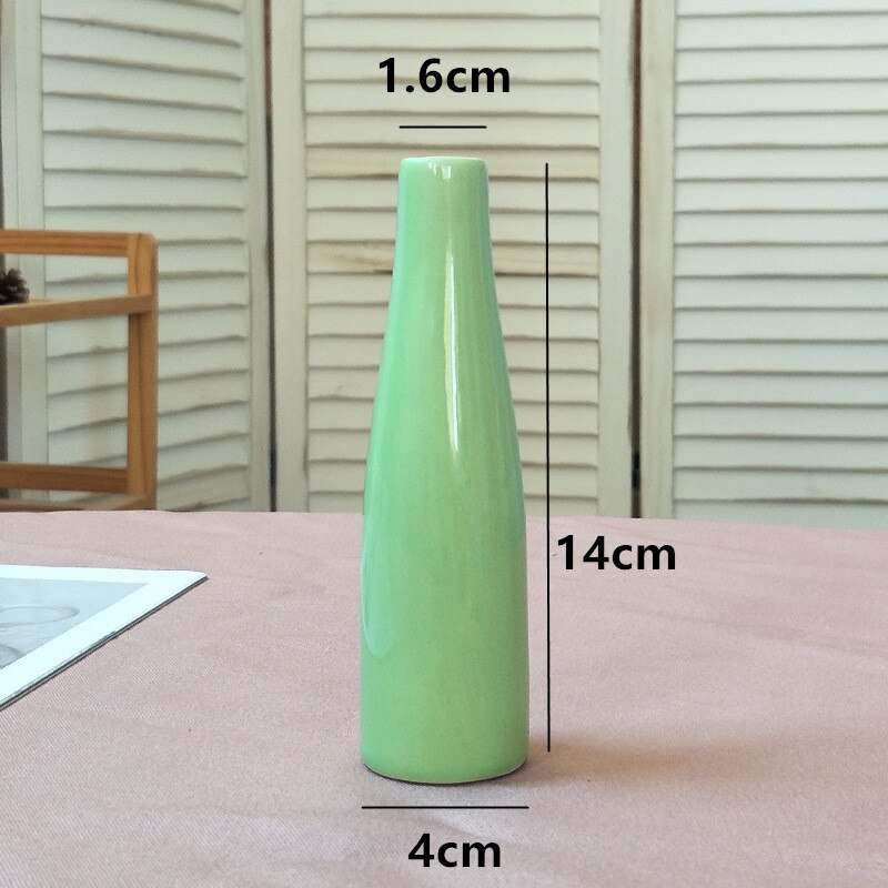 1pc Mini Ceramic Vase Desktop Small Flower Arrangement Living Room Bedroom Hydroponic Porcelain Bottle Home Decor: Green