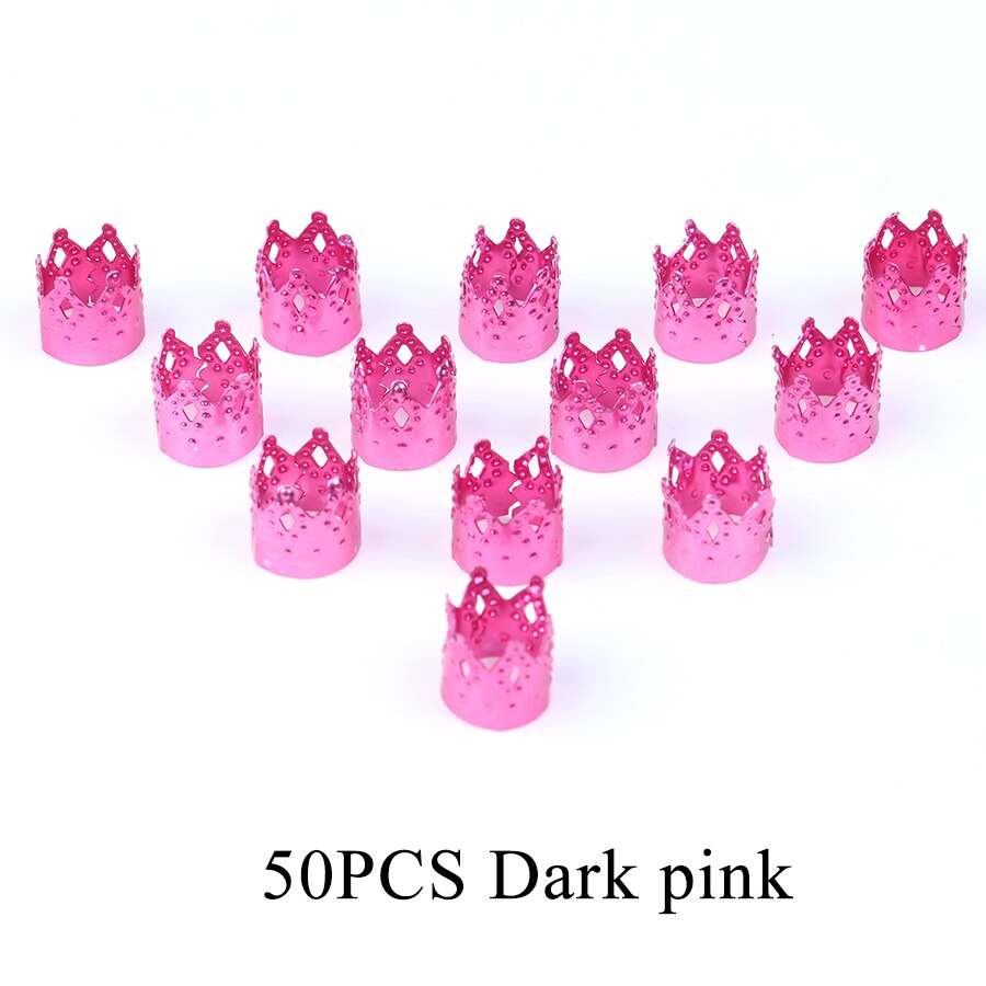 Alileader Krone Ringe Für Zöpfe Metall Perlen Für fürchtet mischen Farbe Perlen Einstellbare Haar Kasten Zöpfe Ring Krone Schmuck Metall perle: Rosa 50Stck