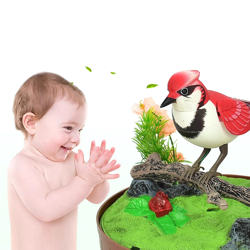 Sound Voice Control Electric Bird Pet Toy Electric Simulation Induction Bird Cage Birdcage Toy