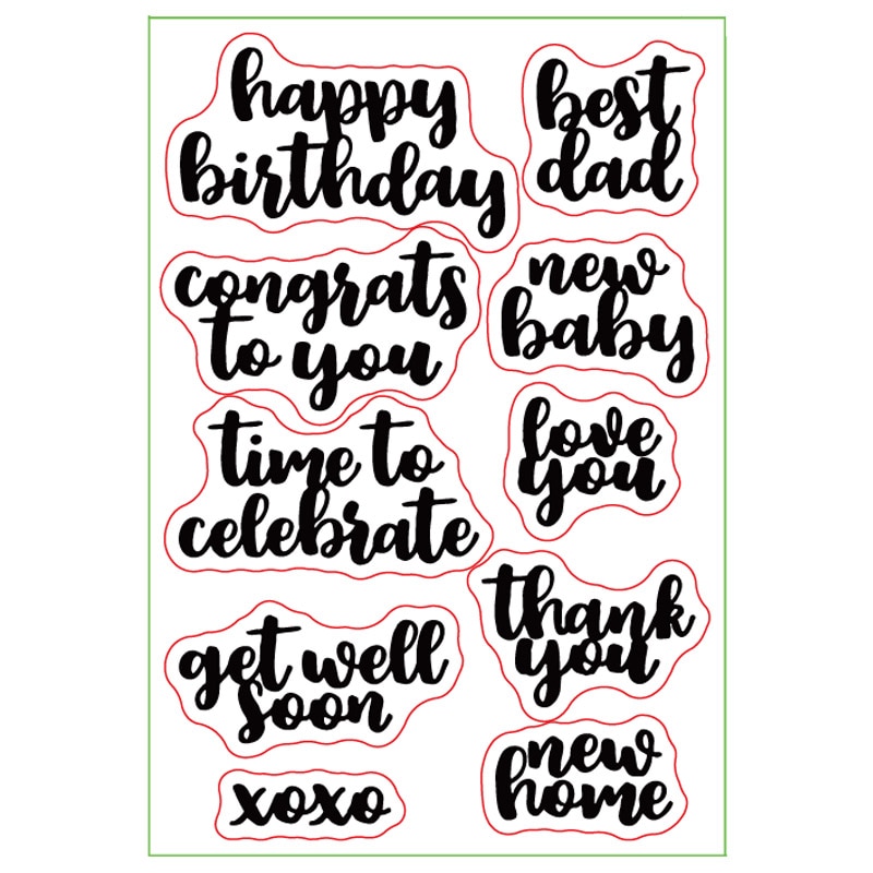 Clear Stamps Get Well soon Happy Birthday Thank You Words For DIY Scrapbooking Cards Making Craft Stamp