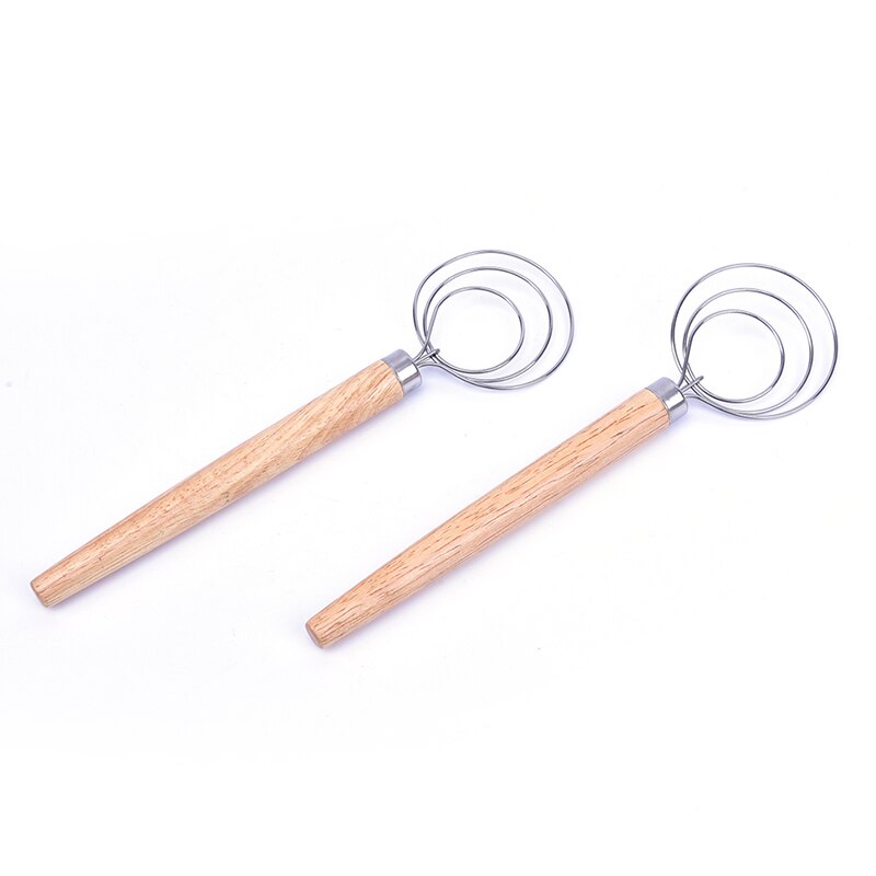 1pc roestvrijstalen spiraalvormige eierklopper met houten handvat en garde