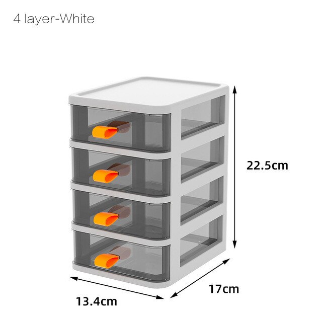 Transparent Desktop Storage Box Drawer Storage Cabinet Plastic Stationary Holder Storage For Jewelry Cosmetic Dust-proof Box: 4 layer-White