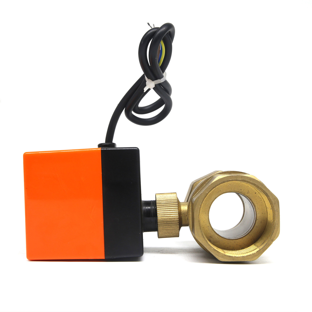 Válvula de bola 1/4 motorizada de 3 vías, sistema de calefacción de latón y agua, temperatura eléctrica, 220v, Control de tres líneas, Motor accionado por dn25