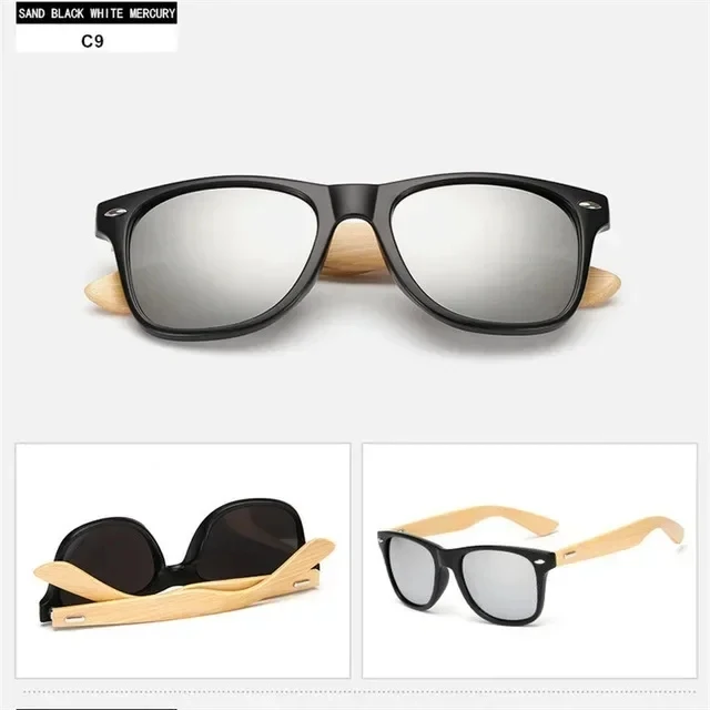 Gafas de sol de madera de 14 colores para hombres y mujeres, gafas de sol cuadradas de bambú para mujeres y hombres, gafas de sol con espejo retro de sol masculino 2025 hechas a mano: Rosa