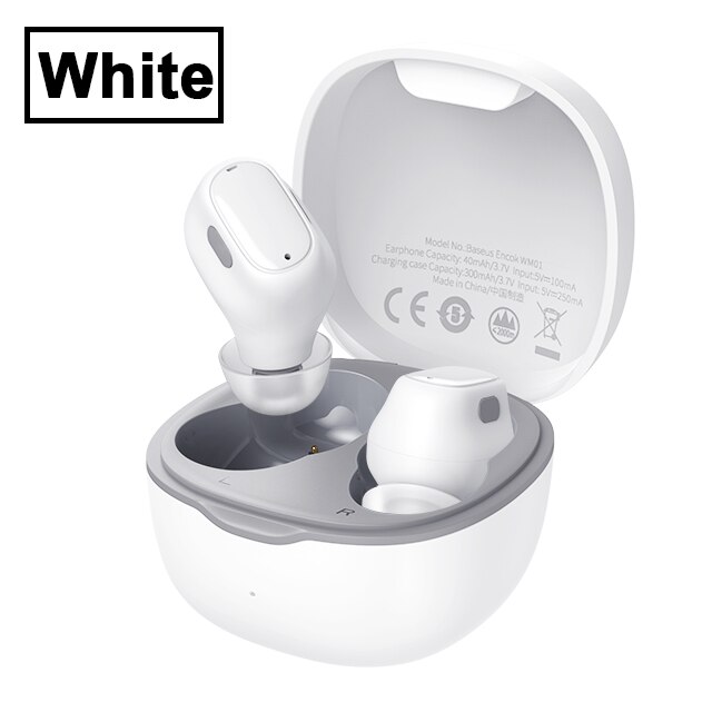 Baseus WM01 Tws Draadloze Hoofdtelefoon Mini Bluetooth Oortelefoon Echte Draadloze Oordopjes Hd Stereo Headset Voor Huawei Iphone Oordopjes: White