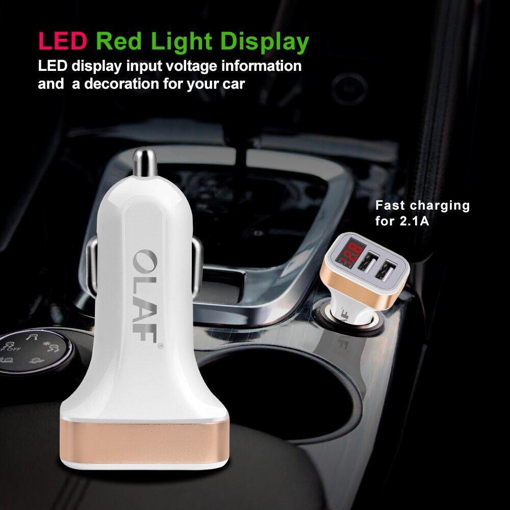 OLAF Dual USB Auto Ladegerät LED Digital Anzeige GPS Auto Schnelle Ladung Adapter USB Ladegeräte Für Samsung Xiaomi Tablette Auto -ladegerät