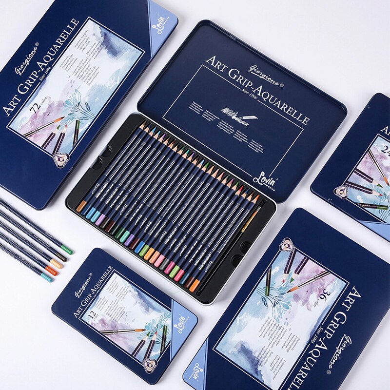 12/24/36/48/72 colors Water-soluble color pencil set thick triangle log drawing children Artist Paint Sketching Art Supplies