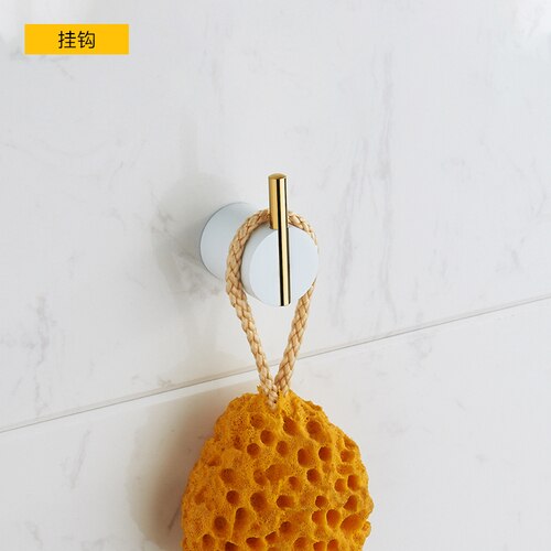 Accessoires de salle de bain en cuivre doré | Porte-serviettes 60cm porte-serviettes mural de bain-douche, ensemble de porte-savon en céramique: hook 2