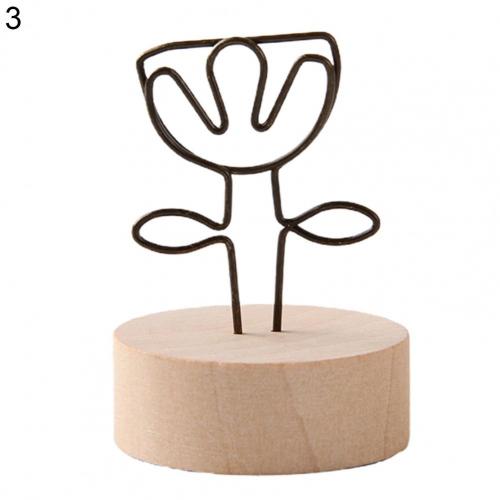 Lightweight Durable Metal Photo Clips Wooden Base Photo Holder Compact for Dorm: 3