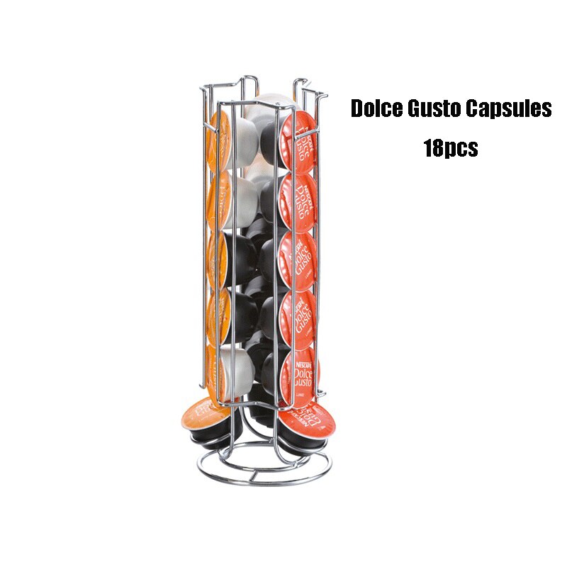 Dolce Gusto Koffie Capsule Rack Houder Organizer Voor 24/32 Pods 360 Draaibare Standaard Koffie Station Voor Keuken Of Kantoor: 18Dolce gusto Silver