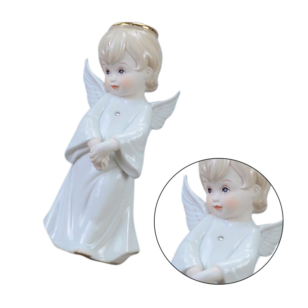 Keramisk liten ängel dekoration figurformat hantverk skrivbord dekoration bord prydnad vit: Vit