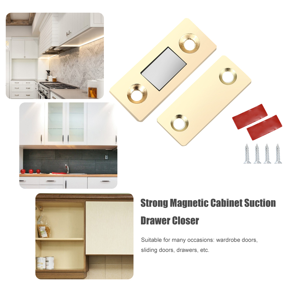 2pcs Strong Magnetic Punch-Free Door Catch Latch Screw Holes Wardrobe Stop Door Closer Ultra Thin Closures Furniture Cupboard