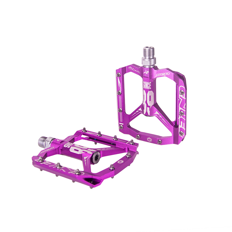 ENLEE MTB bicicleta de carretera pedales sellados ultraligeros CNC pieza de ciclismo aleación DH XC rodamientos antideslizantes huecos Du sistema montaña eje de 12mm: Morado