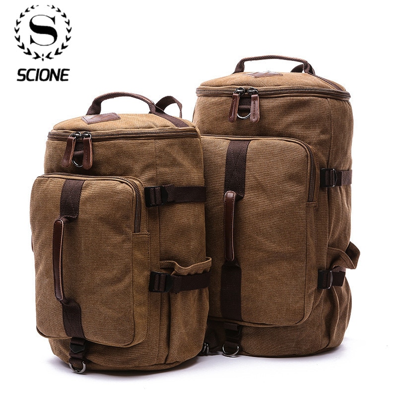 Scione Large Capacity Man Travel Bag Mountaineering Backpack Male Bags Canvas Bucket Shoulder Backpack Carry on Luggage bag