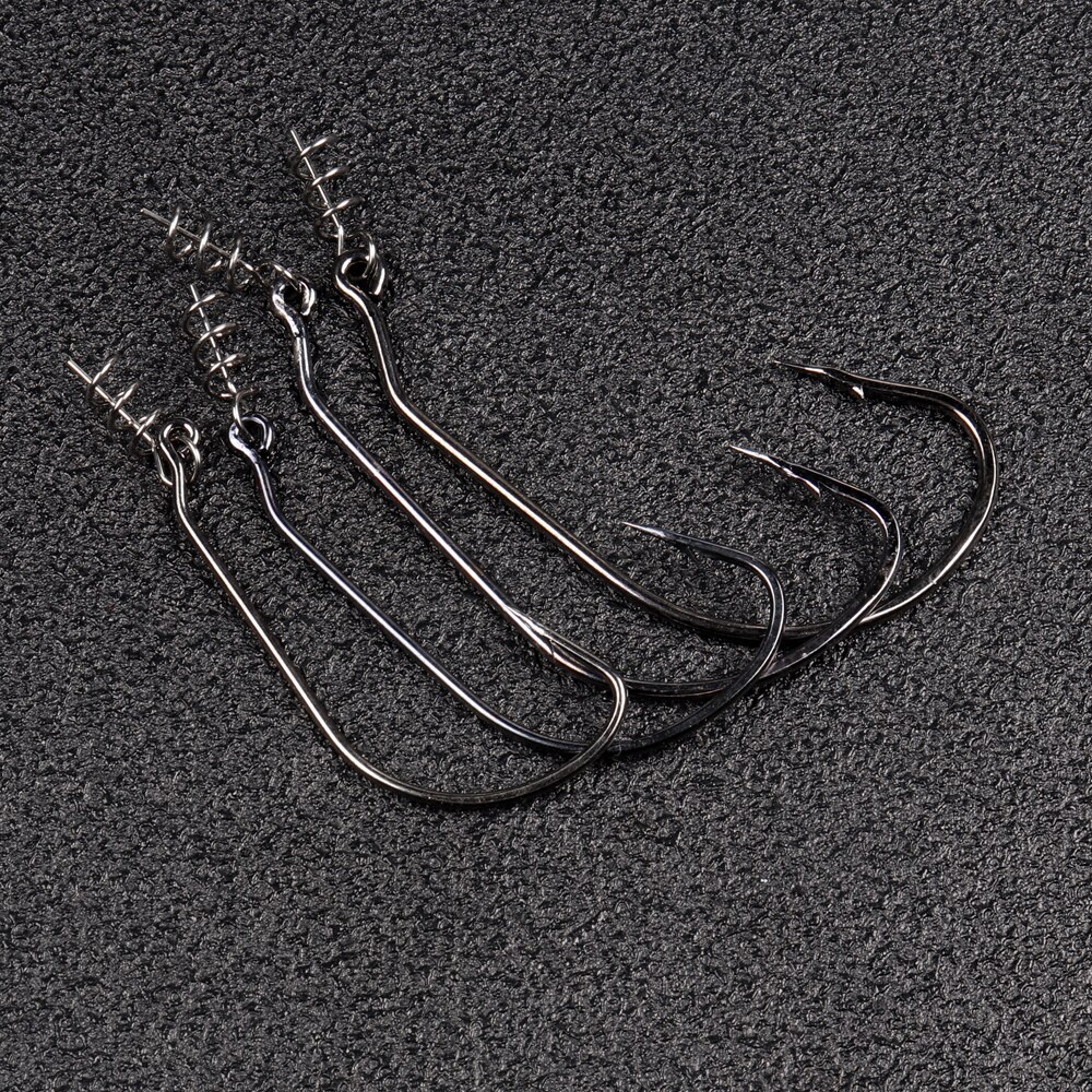 JOHNCOO 20pcs Twist Lock Fishing Hooks Worm Hooks Kit with Centering Pin for Soft Lure Baits 5 Sizes