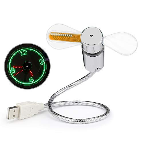 USB Clock Fan with Real Time Clock & Temperature Display Function Christmas Night light USB Gadgets for Laptop PC: Orange