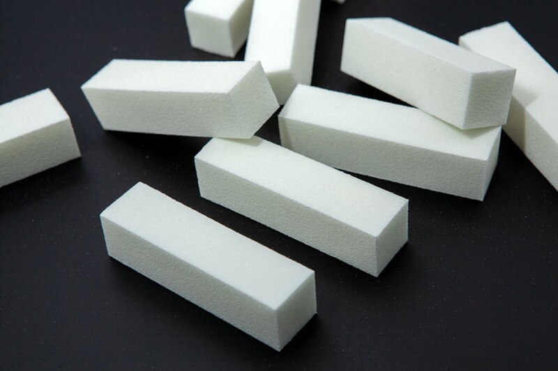 10Pcs White Nail Art Buffer Blocks Sanding Polishing Sponge Nail Files Fingernail Toe Buffing Grinding Manicure Tools