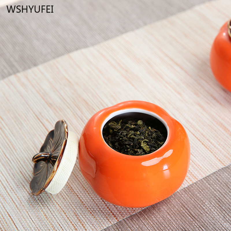 Persimmon persimmon wishful plant ceramic tea coffee bean candy biscuit persimmon moisture-proof sealed jar wedding