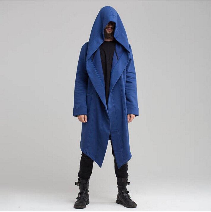 Zogaa heren trenchcoat herenjas lente herfst trenchcoat vest punk heren trenchcoat heren lange jas bovenkleding trenchcoat heren: Marineblauw / M