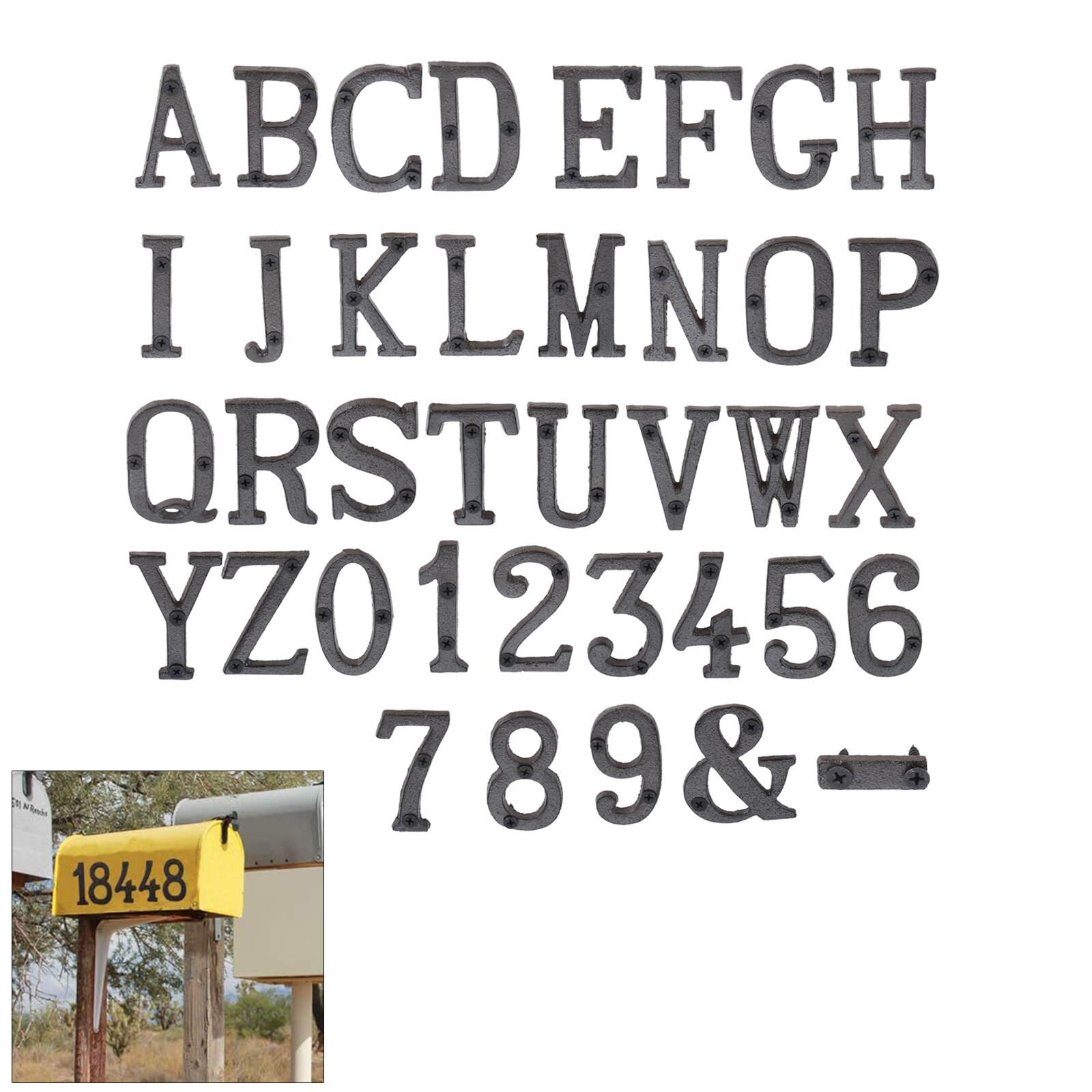 Metall Buchstaben Zahlen Zeichen w/schraube 7,5-8cm Schwere Textur Gusseisen Türschild Wand Ornament DIY Home/Hotel/Bar Outdoor Adresse