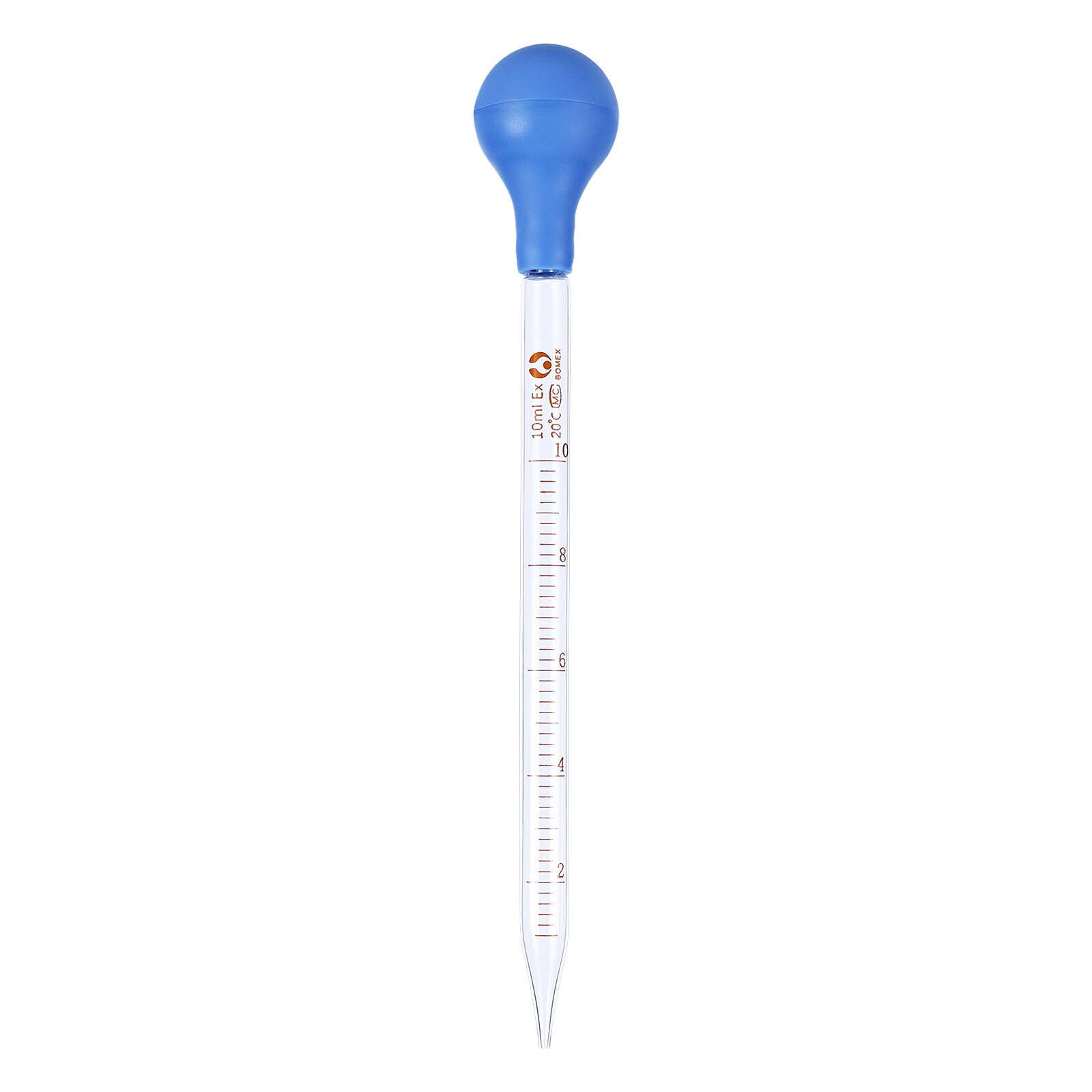 Pipeta cuentagotas de línea de escala de vidrio, gotero de laboratorio, pipeta azul, cabezal de goma, 0,5 ml, 1ml, 2ml, 3ml, 5ml, 10ml: 1pcs 10ml