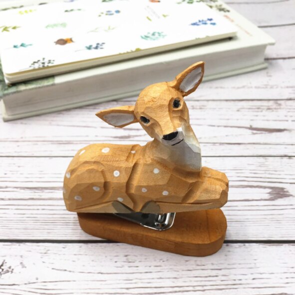 Grapadora creativa hecha a mano con de flamenco, Mini grapadora de madera con 3D de animales, se envía grapas, decoración de escritorio de aprendizaje para oficina