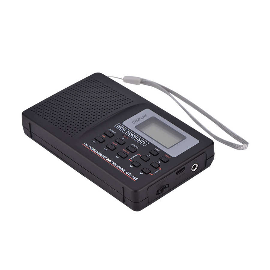 FM/AM/SW/LW/TV Sound Full Frequency Receiver Receiving Radio Alarm Clock with Earphone