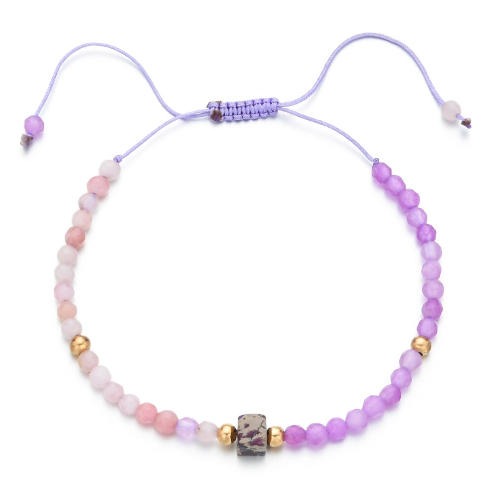 ZMZY Neue Boho Perlen Armbinde Besten Freund Natürliche Stein Armbinde Damen Einstellbar Dünnen Handgemachten Luxus Schmuck: Violett