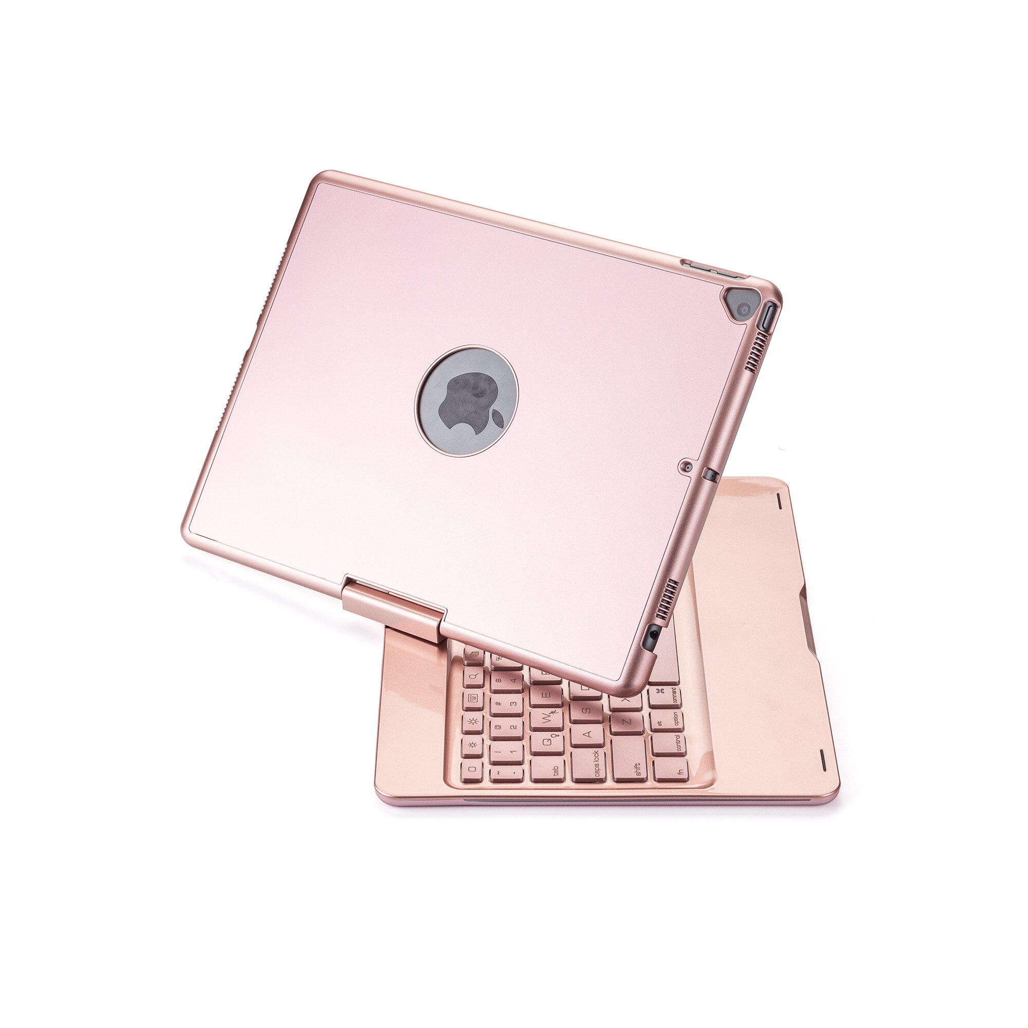 Senza fili di Bluetooth Della Copertura Della Tastiera per ipad 10.2 &#39;&#39;Alluminio emettitori di luce nuovo ipad pro10.2 &#39;&#39;alloy rotary cassa della tastiera di bluetooth: Rose Gold