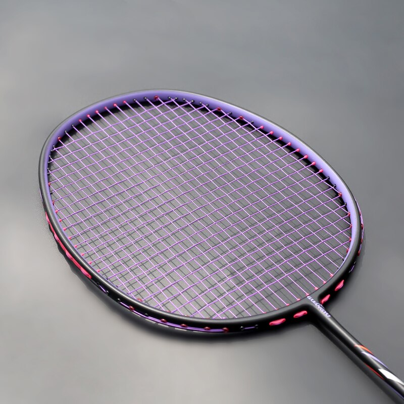 Lightest 10U 52G 100% Carbon Fiber Badminton Rackets Strung Racquet Max Tension 30LBS G4 Trainning Racket With Bags: Purple