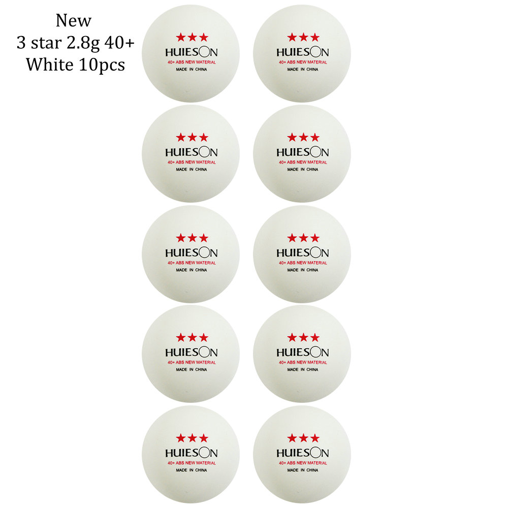 Huieson 10pcs Material Table Tennis Ball 40+mm Diameter 2.8g 3 Star ABS Plastic Ping Pong Balls for Table Tennis Training: English white 10