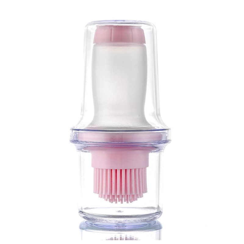 BBQ Oil Bottle Brush, Portable Silicone Oil Brush Bottle Barbecue Brush with Protective Cover Baking Great for BBQ, Picnic