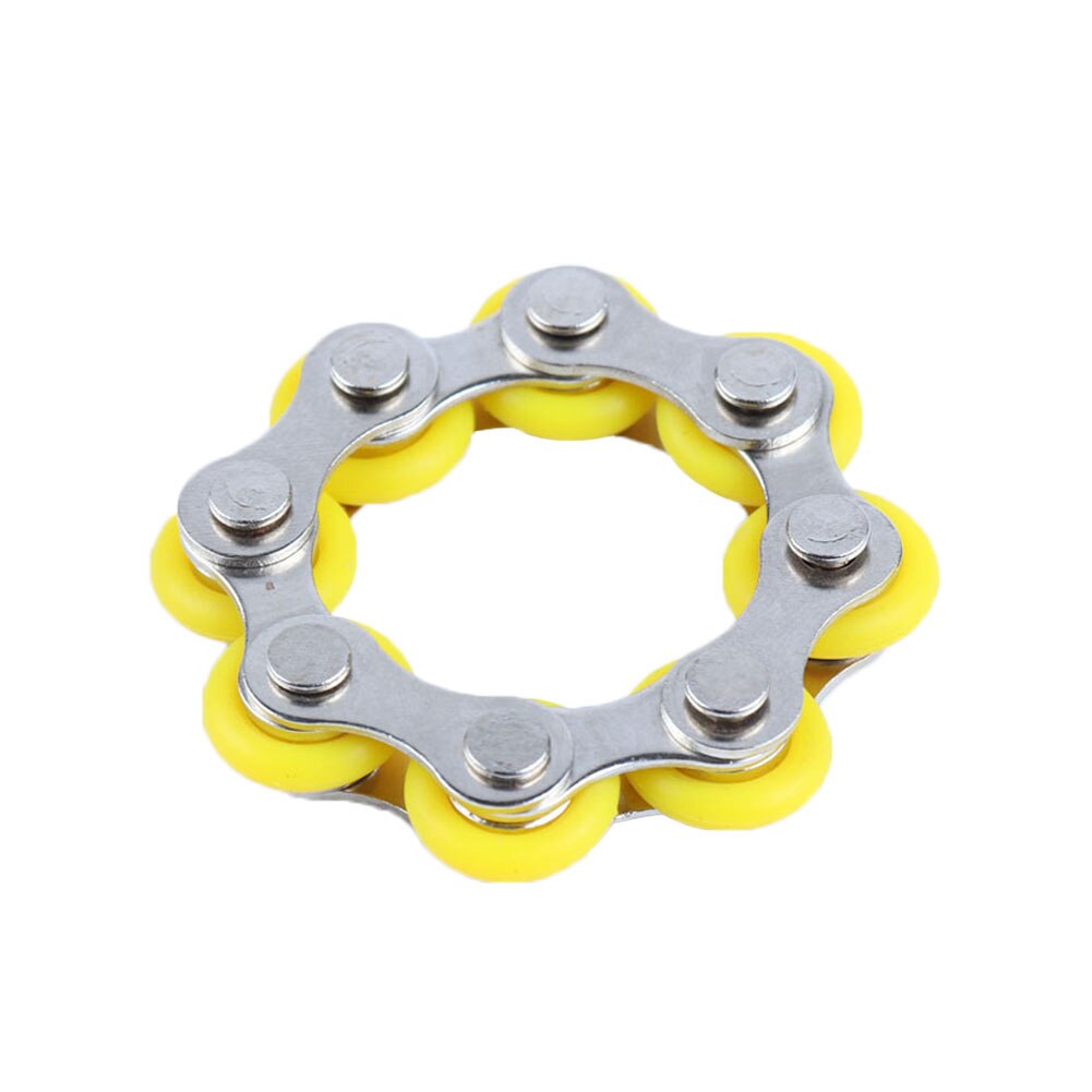 1Pcs Fietsketting Fidget Speelgoed Decompressie Keten Relief Druk Speelgoed Ontluchting Speelgoed Sleutelhanger Stress Relief Speelgoed Voor Volwassen: Yellow