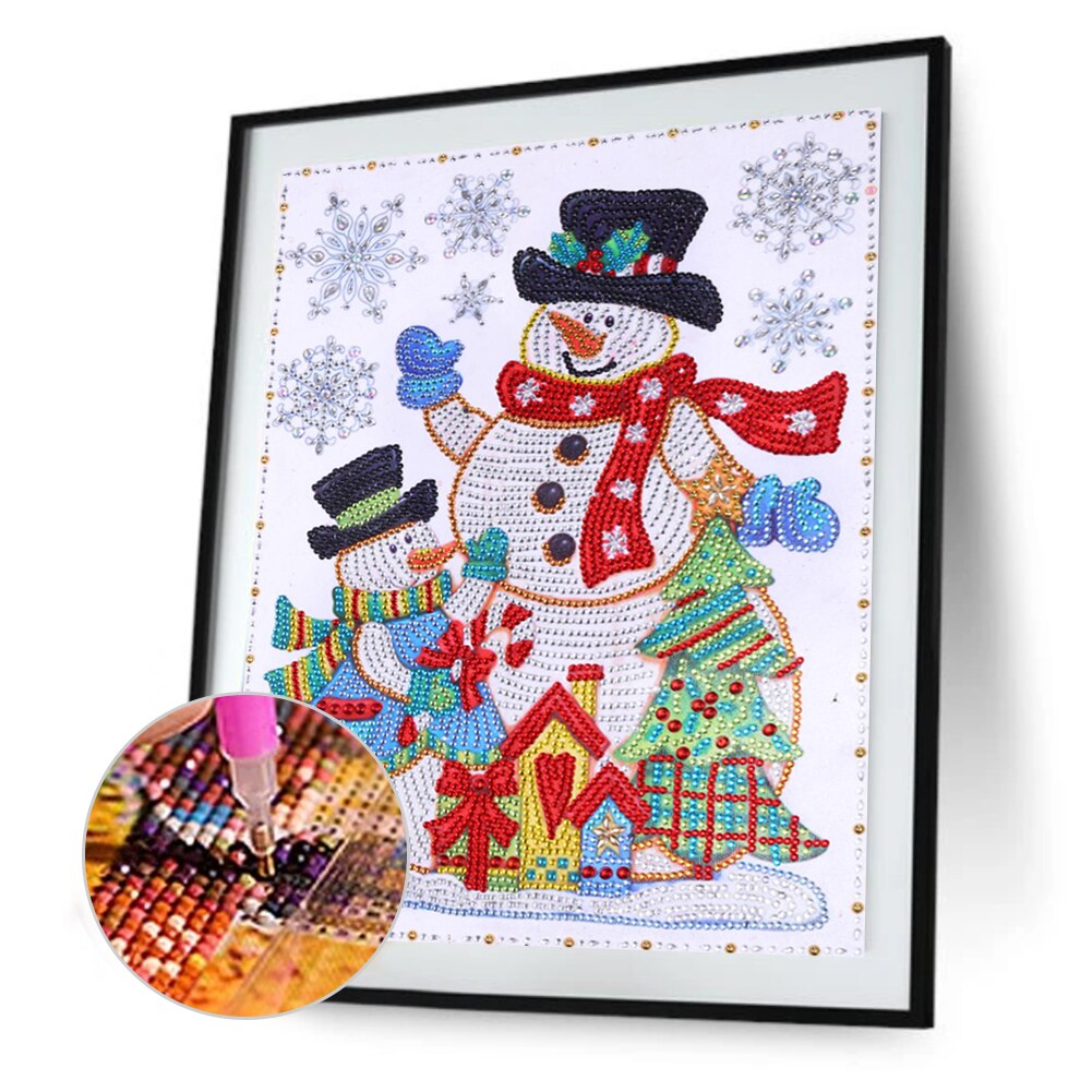 Deel Van De Kerst Sneeuwpop Diamant Hars Diamant Schilderij 30*40Cm Handgemaakte Diy Kerst Decoratie