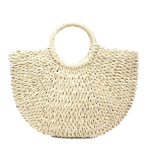 Vintage Strozak Ronde Rotan Zakken Handgemaakte Zomer Zakken Geweven Strand Dames Cirkel Schoudertas Bohemen Meisjes Reizen Handtassen: Style 3-Beige