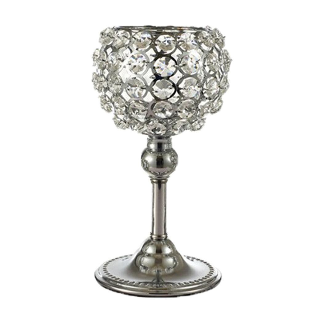 Krystall telys lysestake lysestake glass søyle lysestaker bryllup bord midtdeler fest hjemmedekorasjon: 20cm sølv