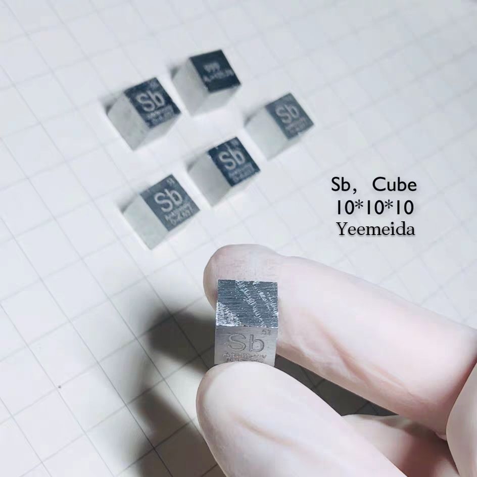 Element Cube 10Mm Pure Dichtheid Kobalt Nikkel Koper Zink Zirkonium Niobium Molybdeen Tin Tungsten Bismut Lood Antimoon Indium: 1pcs Antimony cube