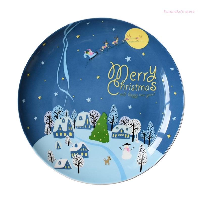 Christmas Style Porcelain Material Dinner Plate Snack Dessert Dinnerwares Appetizers Dish Perfect for Housewarming: Christmas Eve