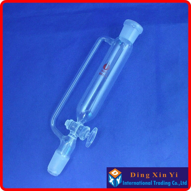 60ml Separatory funnel constant pressure cylindrical shape,constant-voltage funnel,Pressure Equalizing glass funnel