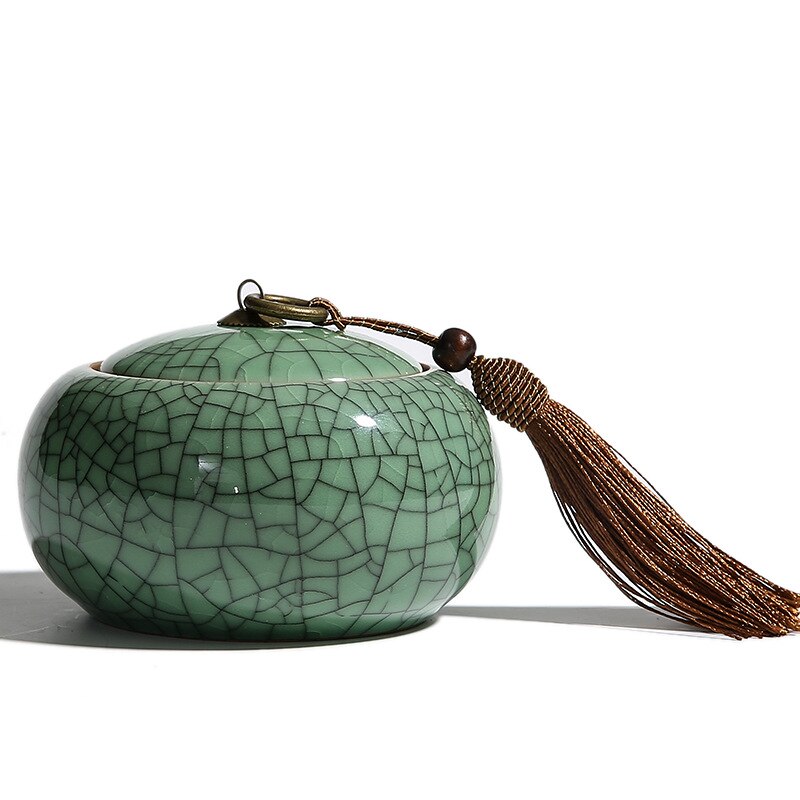 CHANSHOVA Traditional chinese style Ceramic Tea box Sealed moisture-proof Tea container China porcelain Tea storage tins C063: Small E