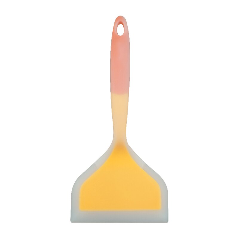 Silicone Kitchen Ware Cooking Utensils Spatula Beef Meat Egg Kitchen Scraper Wide Pizza Cooking Tools Shovel Non-stick Spatula: Pink and Yellow